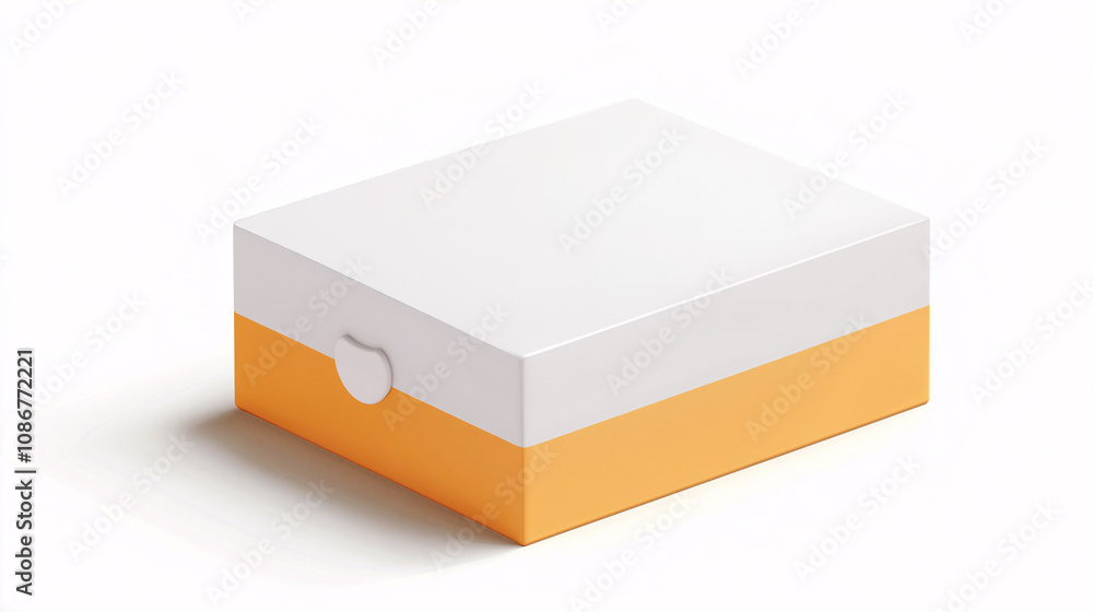 Creative orange and white box resting on a minimalistic background, perfect for gift wrapping or packaging in an artistic setting Creative orange and white box resting on a minimalistic background, perfect for gift wrapping or packaging in an artistic setting