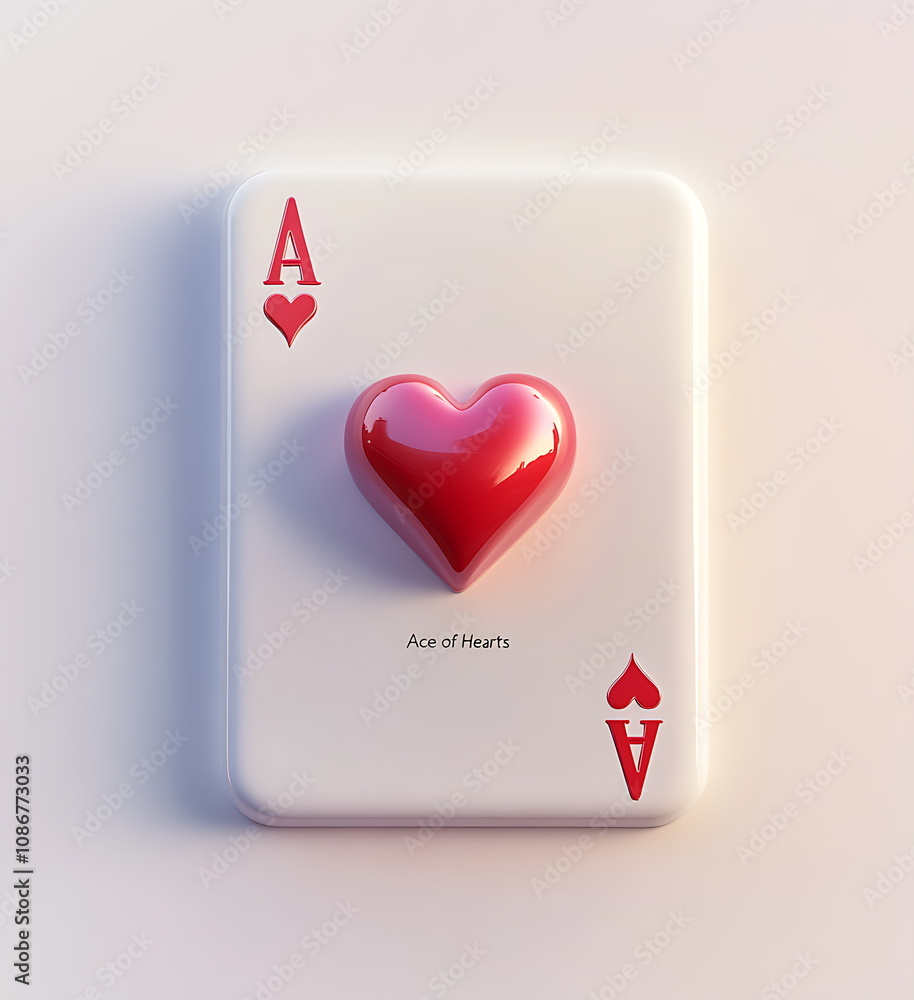 Obraz premium 3D playing card the Ace of Hearts with a red