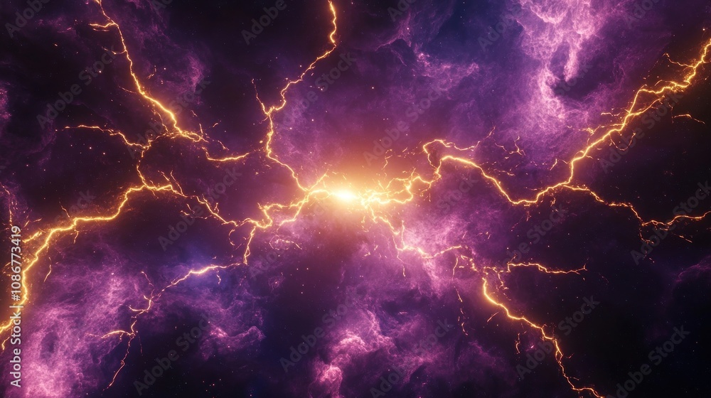 Lightning bolts vibrant energy nebula. Lightning bolts vibrant energy nebula.