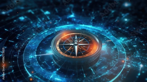 Wallpaper Mural Compass on Digital Background Torontodigital.ca