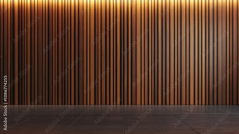 Layered lighting enhances wooden vertical panels, contributing to an inviting and contemporary elegant space. Layered lighting enhances wooden vertical panels, contributing to an inviting and contemporary elegant space.