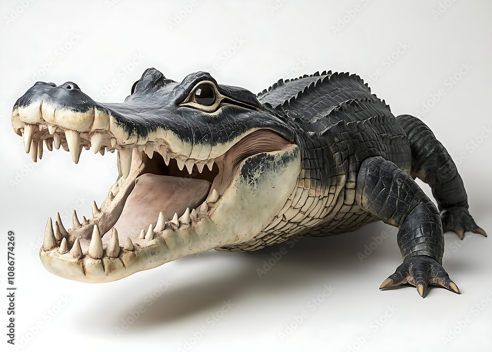 Fototapeta premium An alligator with an open mouth isolated
