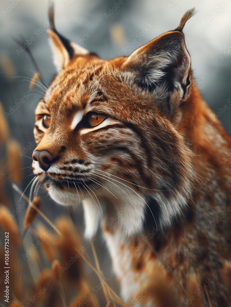Fototapeta premium Majestic Geoffroy's Cat, Wild Feline, Grassland Wildlife