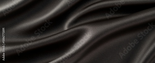 Black satin fabric texture background elegant shiny glossy smooth luxury textile