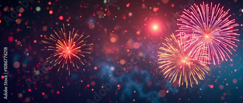 Colorful Firework Background - New Year Celebration and Abstract Holiday Design