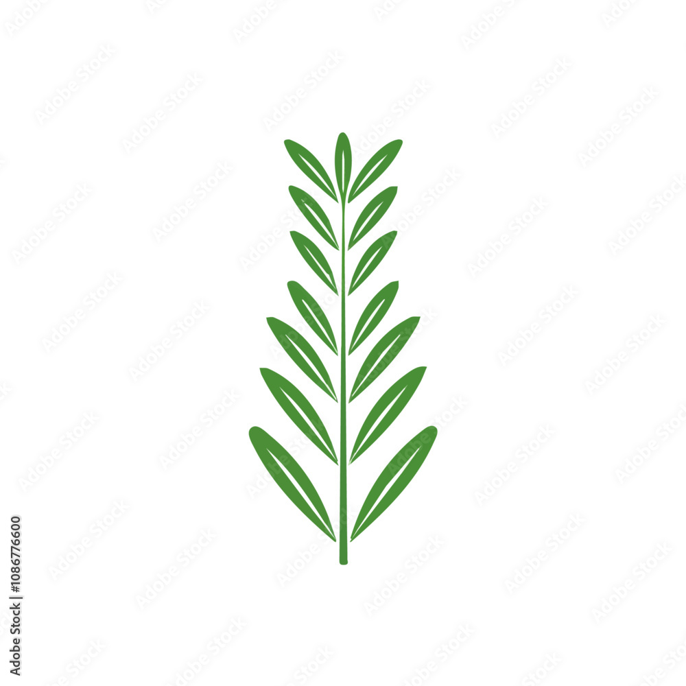 Simple flat 2D icon rosemary branch isolated on a transparent background, vector, flat design, animation design, vector, flat design, animation design, simple illustration, minimalist design Simple flat 2D icon rosemary branch isolated on a transparent background, vector, flat design, animation design, vector, flat design, animation design, simple illustration, minimalist design