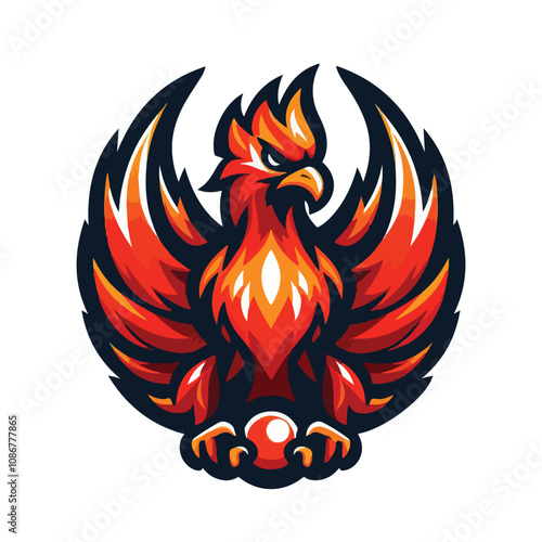 phoenix mascot gaming logo vector art illustration