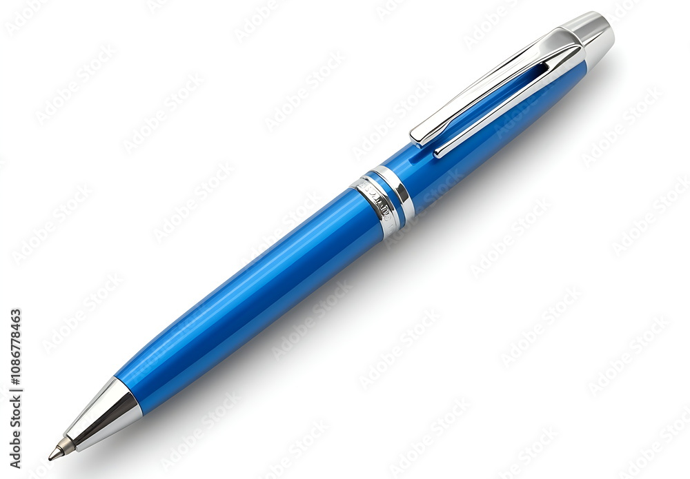 Blue ballpoint pen isolated on a white background Blue ballpoint pen isolated on a white background