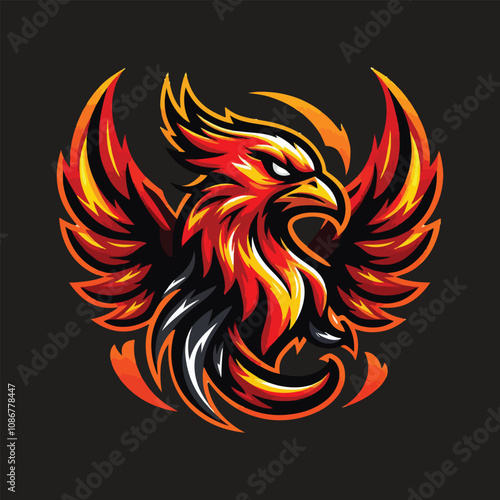 phoenix mascot gaming logo vector art illustration