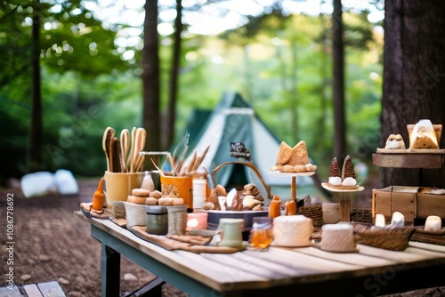 ing adventure create a whimsical camping themed party with tent photo