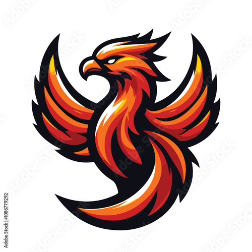 phoenix mascot gaming logo vector art illustration