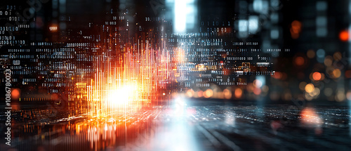 Wallpaper Mural Dynamic digital data visualization event in urban environment a stunning display of technology and light Torontodigital.ca