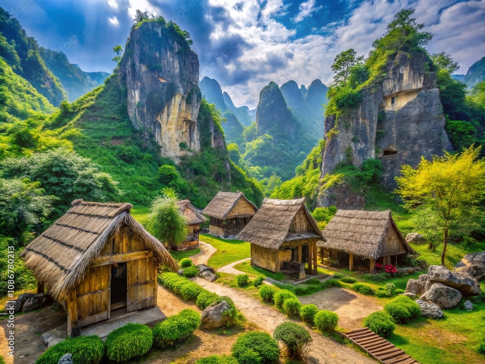 Captivating Shepherds Corbelled Huts in The Karst Living Museum Surrounded by Lush Greenery and Dramatic Karst Landscapes Captivating Shepherds Corbelled Huts in The Karst Living Museum Surrounded by Lush Greenery and Dramatic Karst Landscapes