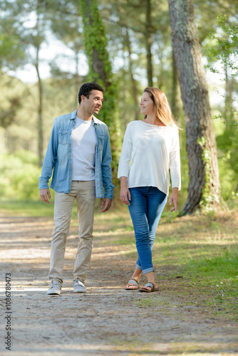 couple walking along country path