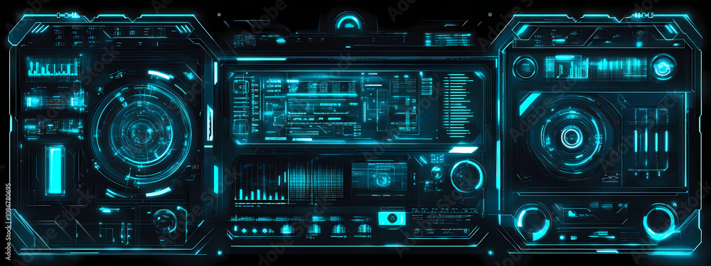 Fototapeta premium Neon Tech Framework