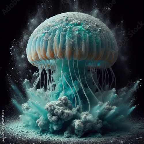 Jellyfish A translucent explosion of blues and greens with minia photo