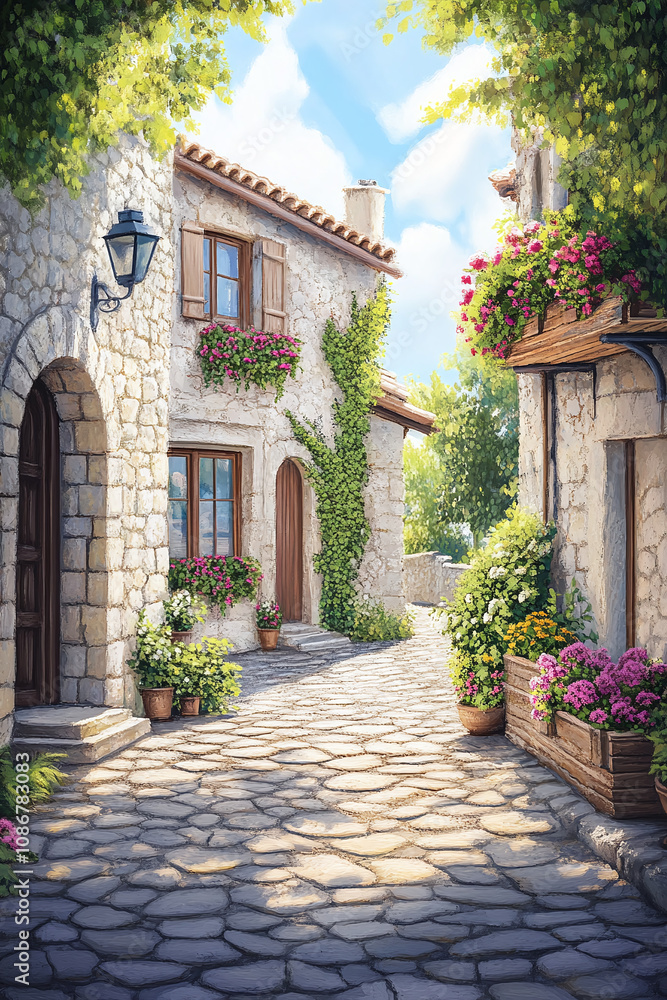 Picturesque Italian Village Street Scene Picturesque Italian Village Street Scene