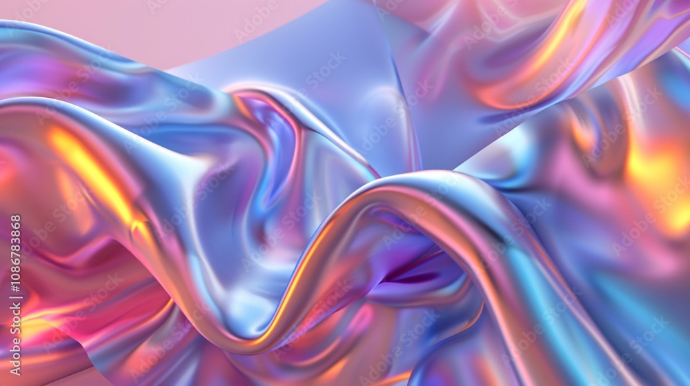 Iridescent Holographic Fabric Drape Abstract 3D Render of Shimmering Silk Iridescent Holographic Fabric Drape Abstract 3D Render of Shimmering Silk