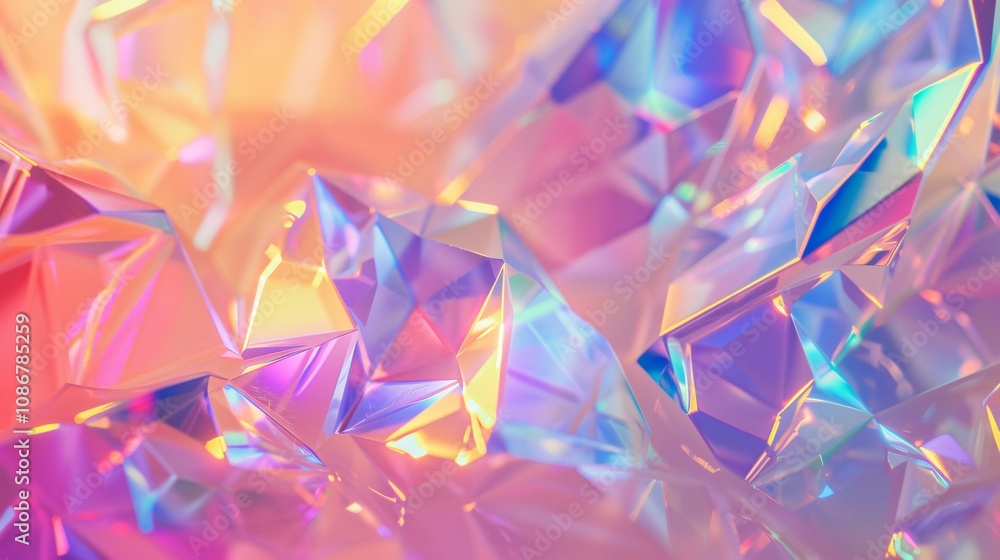 Iridescent Crystal Abstract Background - Pastel Pink, Purple, and Orange Hues Iridescent Crystal Abstract Background - Pastel Pink, Purple, and Orange Hues