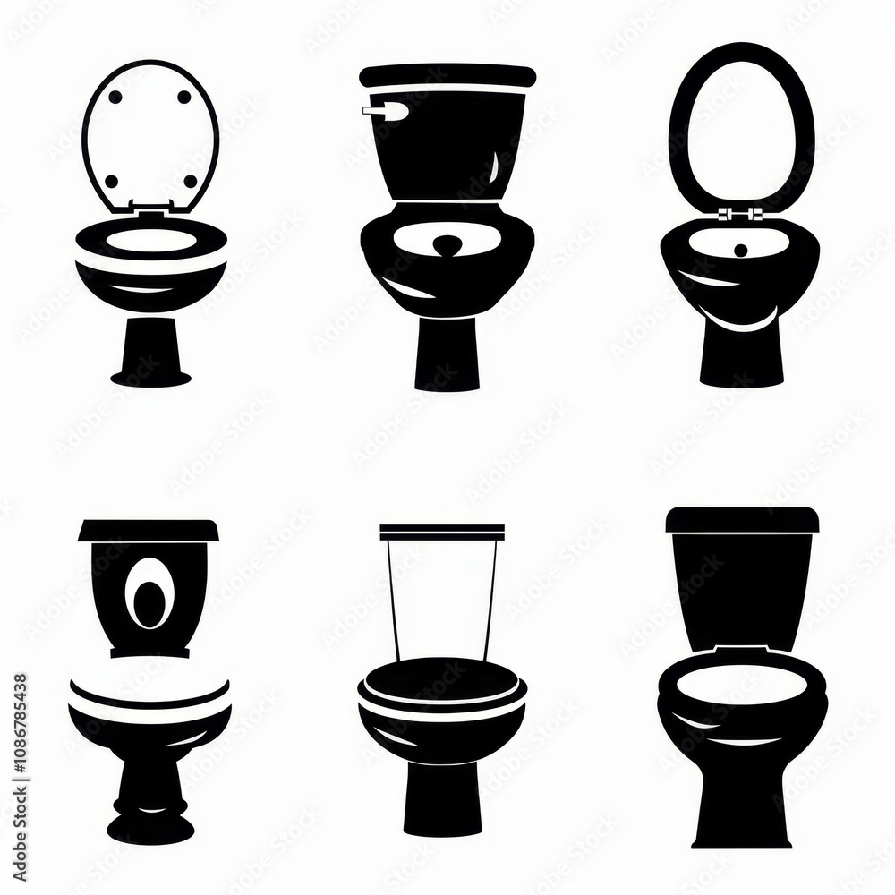 Toilet bowl icon, wc sign, minimal restroom closet symbol, simple lavatory emblem on white Toilet bowl icon, wc sign, minimal restroom closet symbol, simple lavatory emblem on white