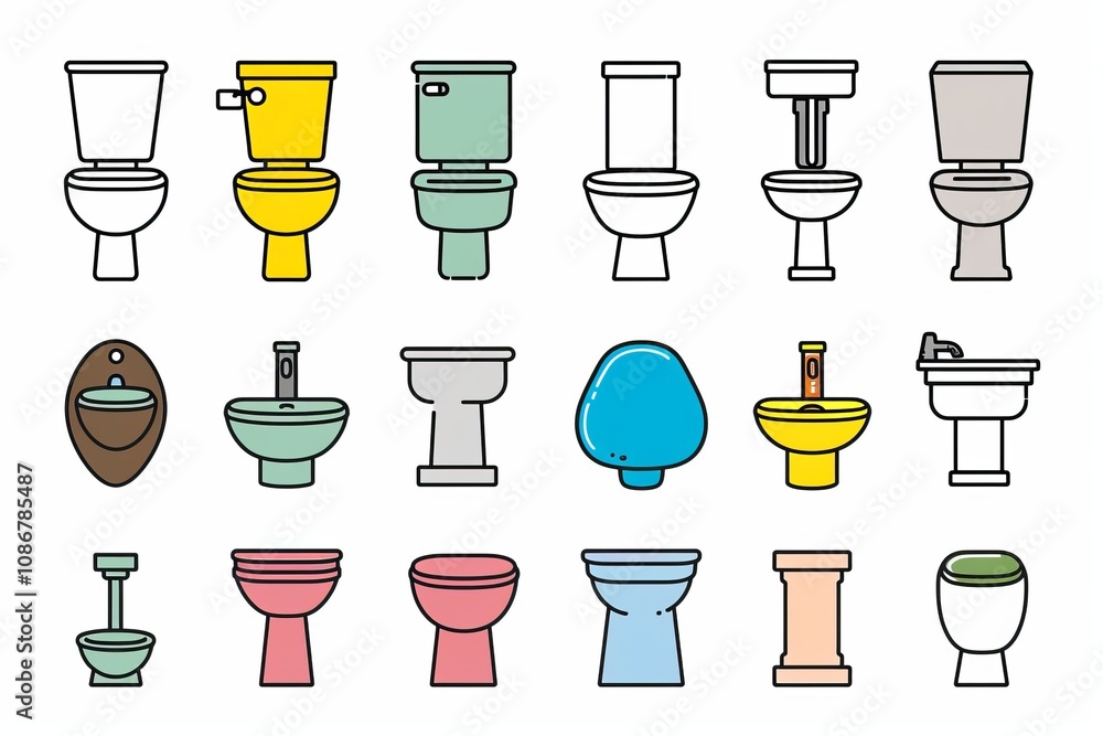 Toilet bowl icon, wc sign, minimal restroom closet symbol, simple lavatory emblem on white Toilet bowl icon, wc sign, minimal restroom closet symbol, simple lavatory emblem on white