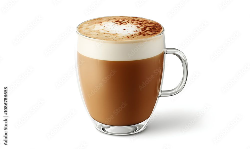 cup of coffee cappuccino with pictures top view isolated on white background, ai generated