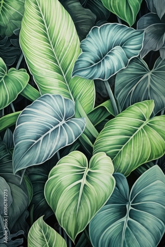 Wallpaper Mural Tropical leaves close up illustration. Torontodigital.ca