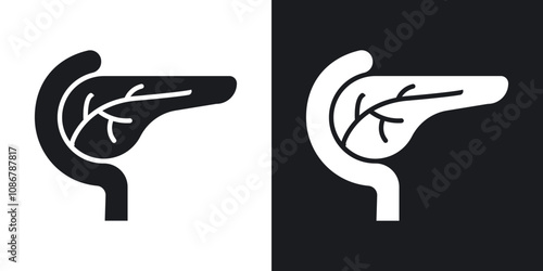 pancreas icon set in black filled and solid filled style