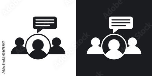 Expert opinion icon set in black filled and solid filled style