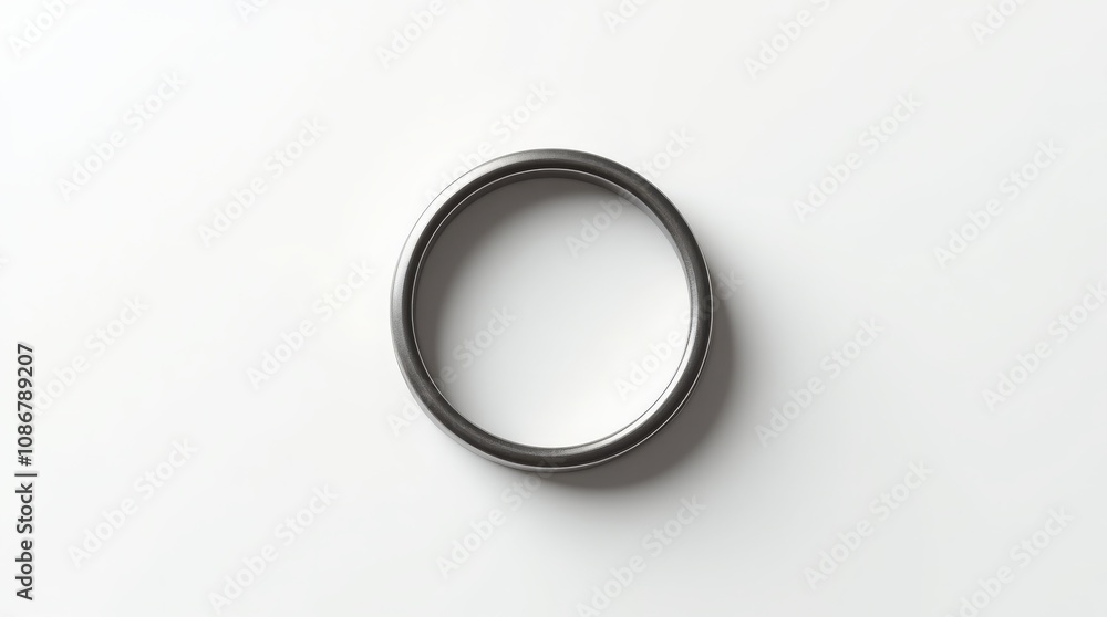 Simple silver metal ring on a white background, minimalist design Simple silver metal ring on a white background, minimalist design