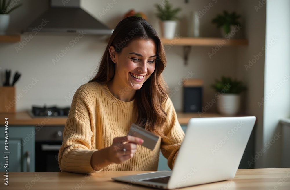 Beautiful young woman shopping online with credit cards at home. Beautiful young woman shopping online with credit cards at home.