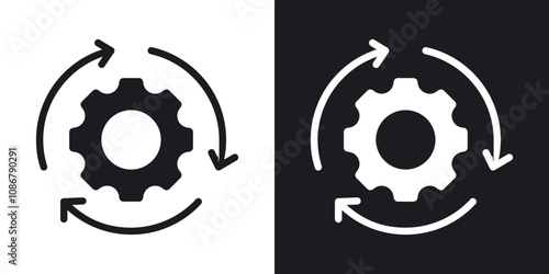 Implementation icon set in black filled and solid filled style