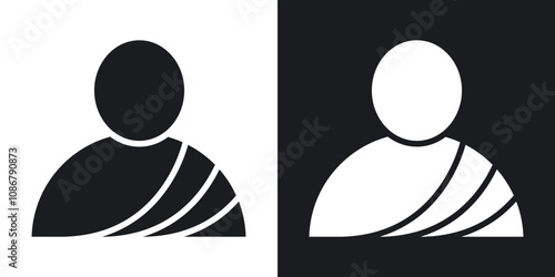 Monk icon set in black filled and solid filled style