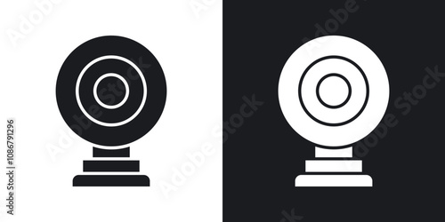 Webcam icon set in black filled and solid filled style