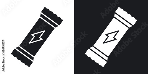 Energy bar icon set in black filled and solid filled style