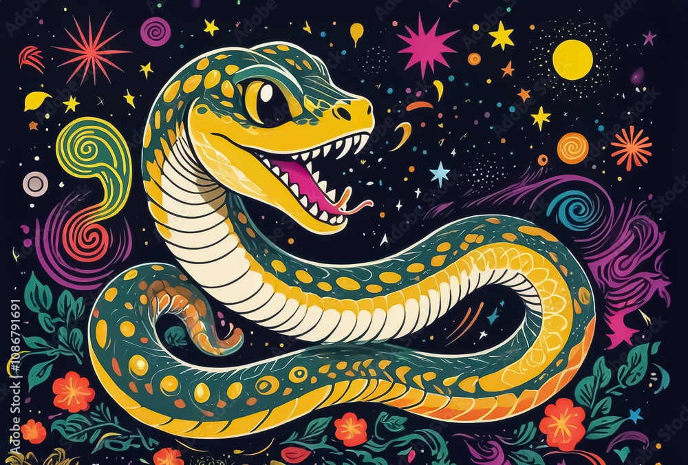 Snake with Colorful and Abstract Patterns Snake with Colorful and Abstract Patterns