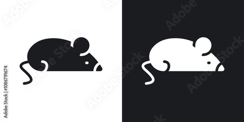 Rat icon set in black filled and solid filled style