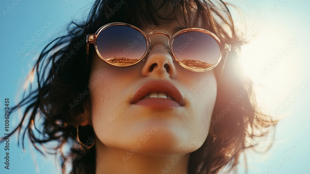 A close-up shot of a person wearing sunglasses A close-up shot of a person wearing sunglasses