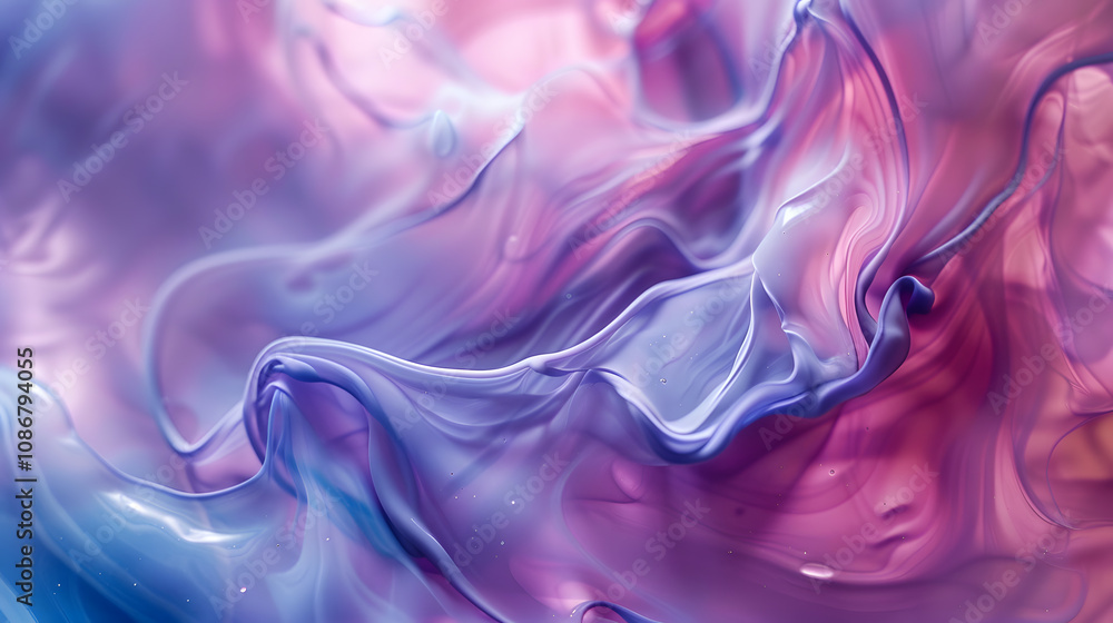 A colorful, abstract painting with a purple and blue background A colorful, abstract painting with a purple and blue background
