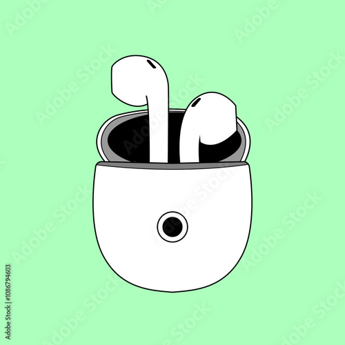 True Wireless Stereo Cartoon Vector Illustration Design