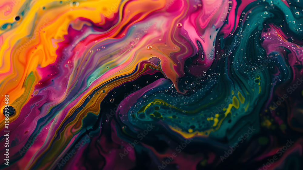 A colorful painting with a lot of swirls and splatters A colorful painting with a lot of swirls and splatters