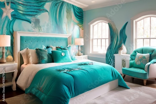 mermaids grotto a shimmering room with a white and turquoise col