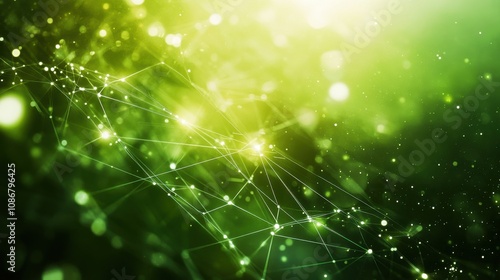 Wallpaper Mural Abstract Green Background with Digital Connections, Bright Lights, and Glowing Particles Representing Technology and Innovation Concepts in Nature Torontodigital.ca