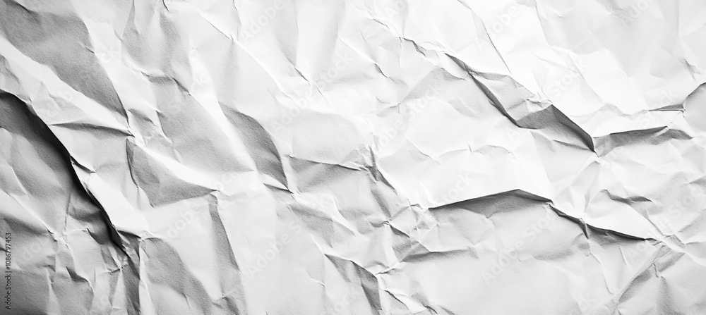 Abstract Background Texture of White Crumpled Creased Wrinkled Paper in A4 format Perspective View Abstract Background Texture of White Crumpled Creased Wrinkled Paper in A4 format Perspective View