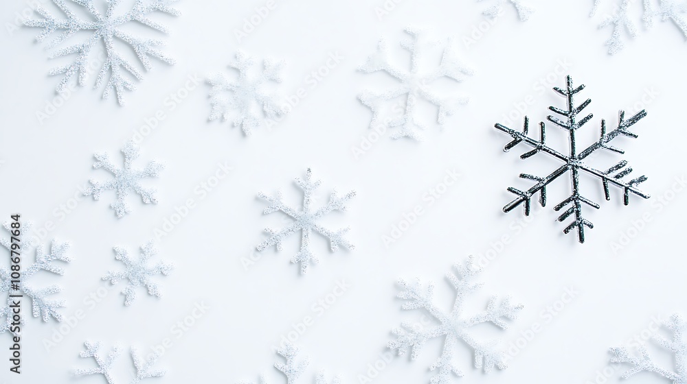 Sparkling Snowflakes on a White Background Creating a Winter Wonderland Atmosphere Sparkling Snowflakes on a White Background Creating a Winter Wonderland Atmosphere