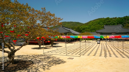 Buddhist temple with lanterns: Songgwangsa Temple in Suncheon photo