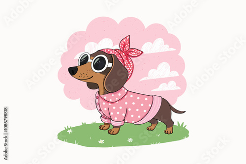 cute Dachshund Paws and Polka Dots vector