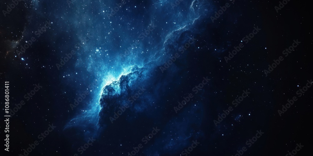 Fototapeta premium Blue wallpaper universe nebula galaxy.