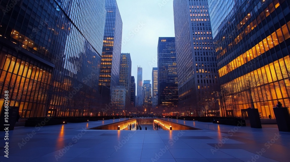 Obraz premium Skyscraper Reflections at Dusk