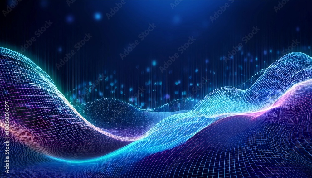 Fototapeta premium Digital background perfect for tech processes, neural networks, artificial intelligence, data transfer and encryption, digital archives, sound and graphic presentations, science, education, cyber secu